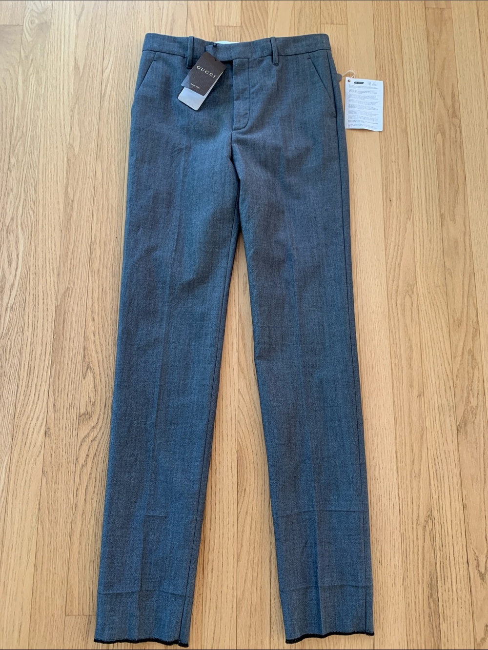 Gucci Men’s Wool Mohair Blend Straight Leg Dress Pants Two Tone Grey Melange 38